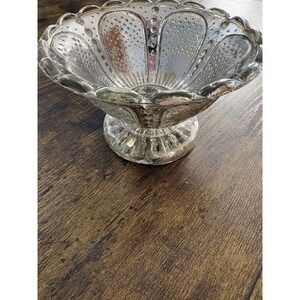 Antique Victorian Mercury Glass Pedestal Bowl Late 19th Early 20th Centry Silver